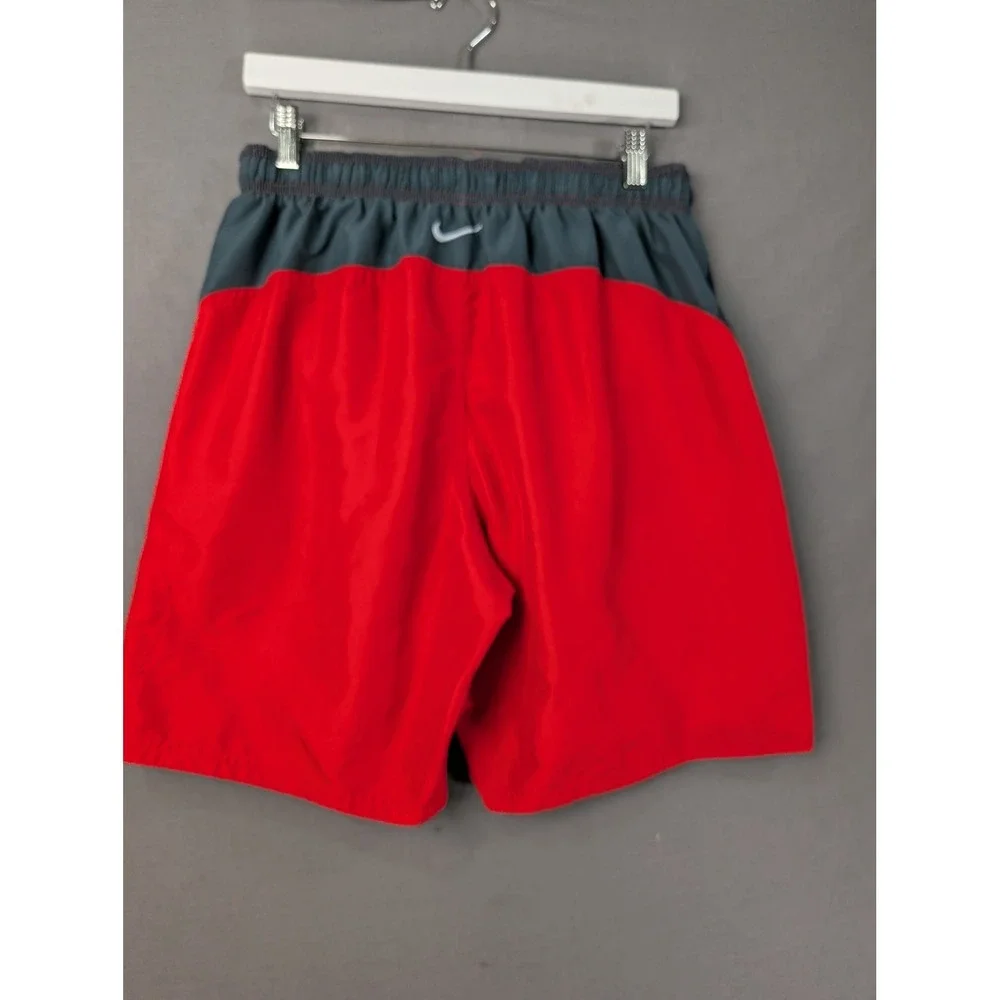 Nike Mens Red Gray Swim Trunks Board Shorts NESS6350 Size‎ Large